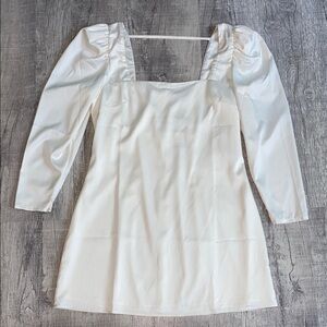 Danielle Bernstein White long sleeve Satin Mini Dress